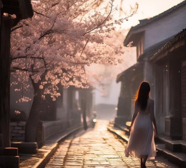 松江后街，春之之光