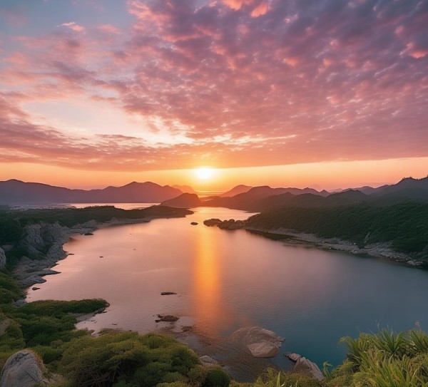 嵊泗基湖日出，自然画卷