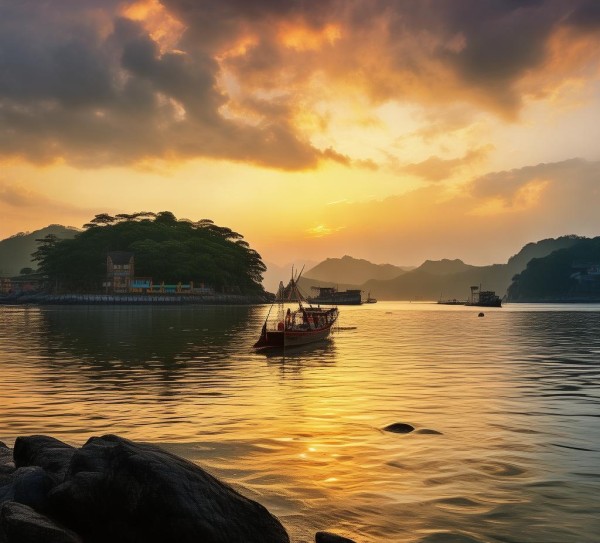 湄洲岛日出另一面风景