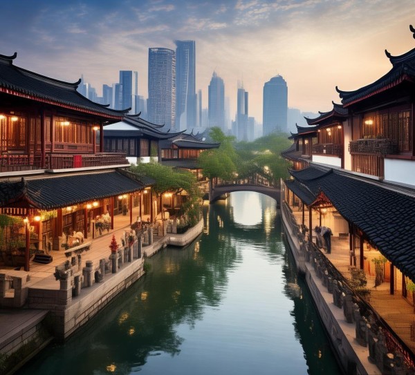 杭州运河广场，千年古都，现代魅力并存